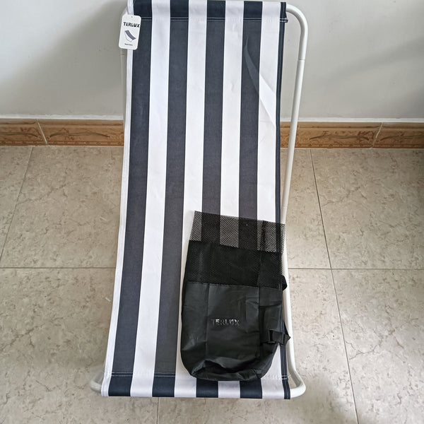 TERLUX Beach chairs Portable Outdoor Beach Chair with Metal Frame, Navy Blue and White Striped