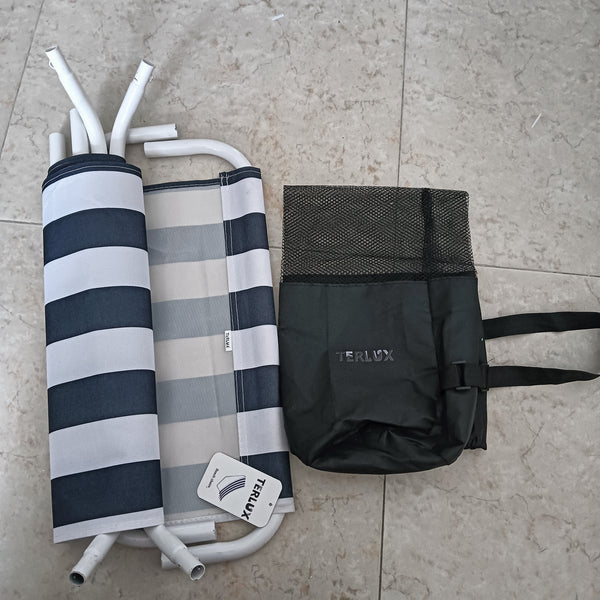 TERLUX Beach chairs Portable Outdoor Beach Chair with Metal Frame, Navy Blue and White Striped