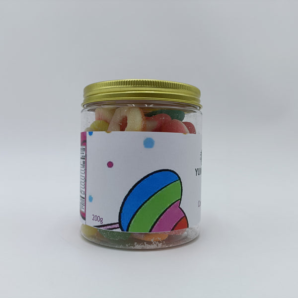 YUWEIDA Candies Assorted Fruit Candies, 200g Glass Jar with Screw Lid