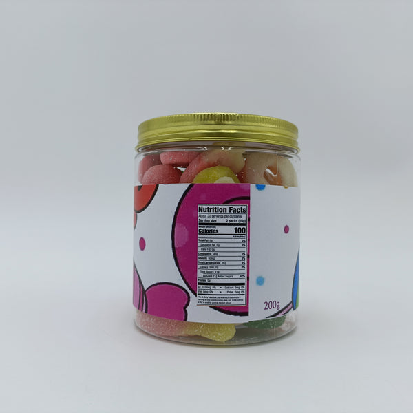 YUWEIDA Candies Assorted Fruit Candies, 200g Glass Jar with Screw Lid