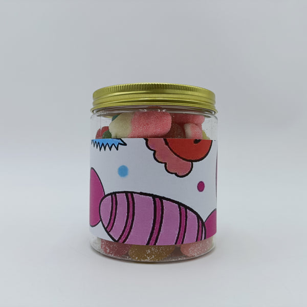 YUWEIDA Candies Assorted Fruit Candies, 200g Glass Jar with Screw Lid