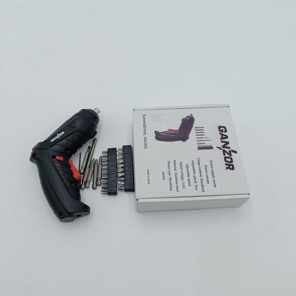 GANZOR Screwdrivers, electric 3.6V Cordless Electric Screwdriver with Stainless Steel Bits