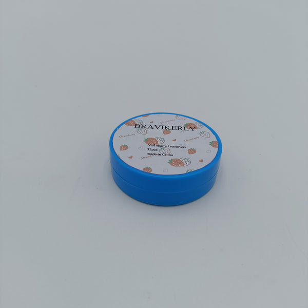 BRAVIKERLY Nail enamel removers Professional Nail Polish Remover, 32Pcs, Blue Container