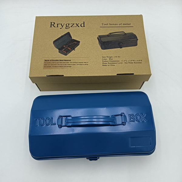 Rrygzxd Tool boxes of metal, empty Blue Metal Tool Box, Portable Storage Case with Handle