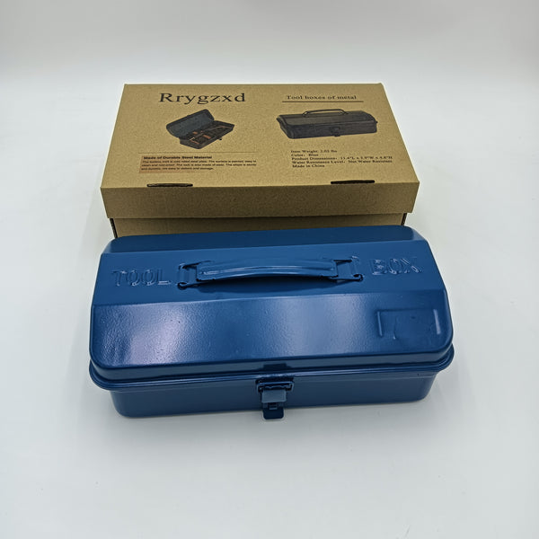 Rrygzxd Tool boxes of metal, empty Blue Metal Tool Box, Portable Storage Case with Handle