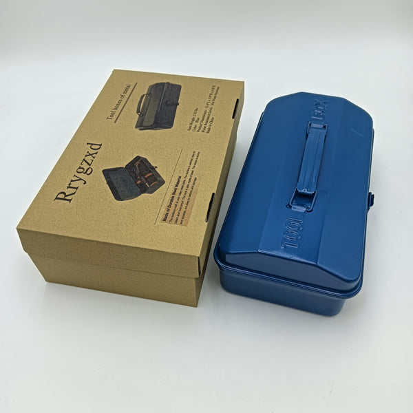 Rrygzxd Tool boxes of metal, empty Blue Metal Tool Box, Portable Storage Case with Handle