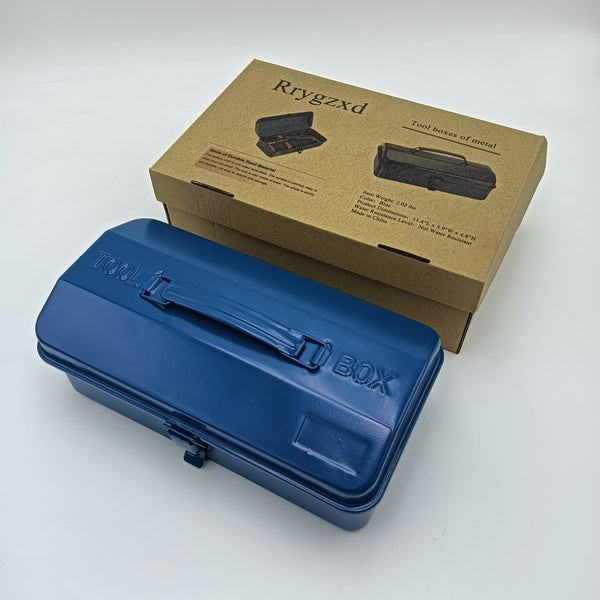 Rrygzxd Tool boxes of metal, empty Blue Metal Tool Box, Portable Storage Case with Handle