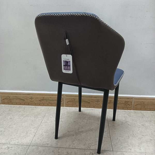 Lewante Dining chairs Modern Dining Chair with Black Metal Legs, Decorative Stitching, Navy Blue