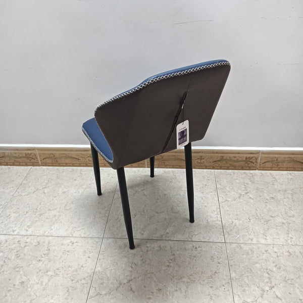 Lewante Dining chairs Modern Dining Chair with Black Metal Legs, Decorative Stitching, Navy Blue