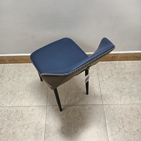 Lewante Dining chairs Modern Dining Chair with Black Metal Legs, Decorative Stitching, Navy Blue
