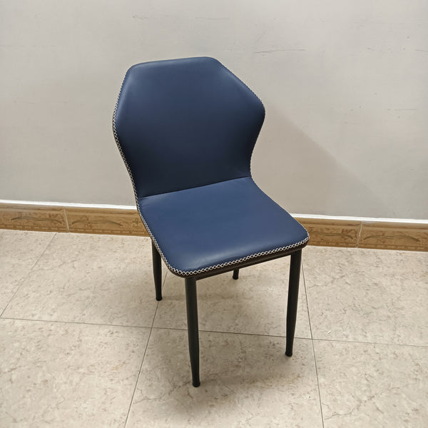 Lewante Dining chairs Modern Dining Chair with Black Metal Legs, Decorative Stitching, Navy Blue