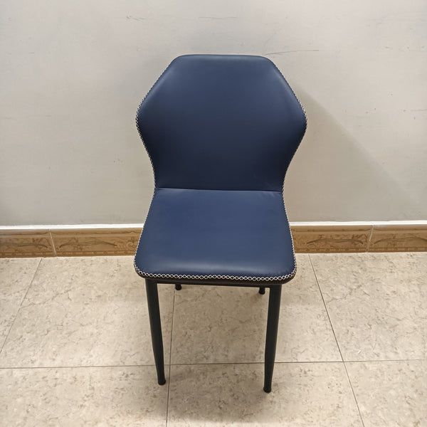 Lewante Dining chairs Modern Dining Chair with Black Metal Legs, Decorative Stitching, Navy Blue