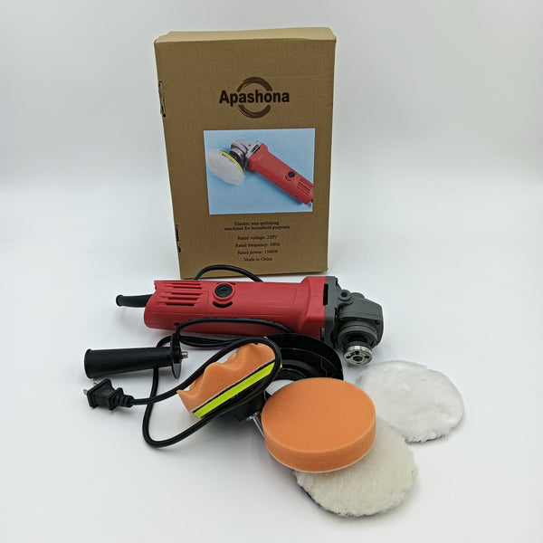 APASHONA Electric wax-polishing machines for household purposes Electric Polisher with Buffing Pads, Red