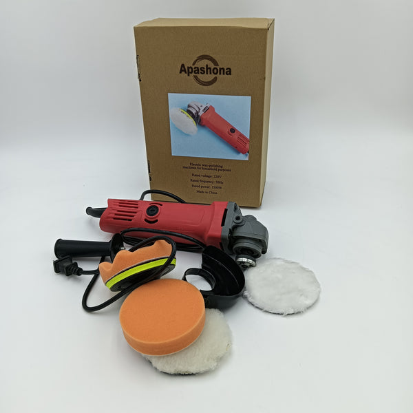 APASHONA Electric wax-polishing machines for household purposes Electric Polisher with Buffing Pads, Red