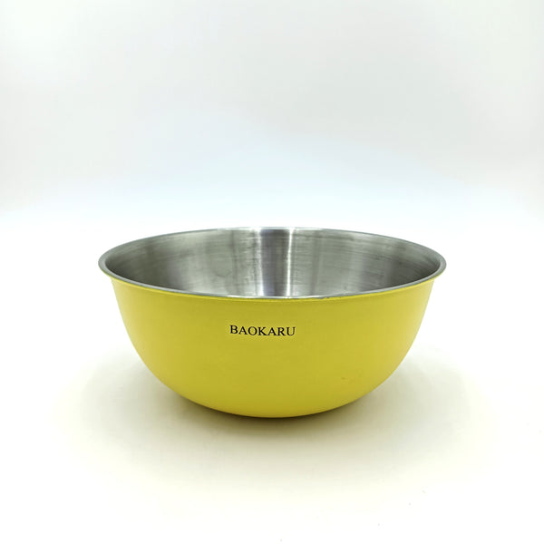 BAOKARU Mixing bowls Stainless Steel Mixing Bowl, Yellow Exterior, Non-slip Base