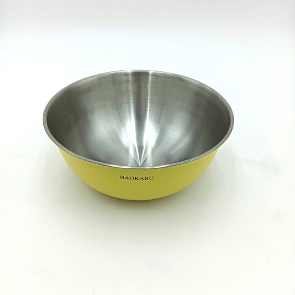 BAOKARU Mixing bowls Stainless Steel Mixing Bowl, Yellow Exterior, Non-slip Base