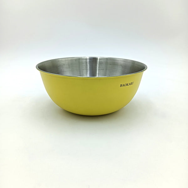 BAOKARU Mixing bowls Stainless Steel Mixing Bowl, Yellow Exterior, Non-slip Base