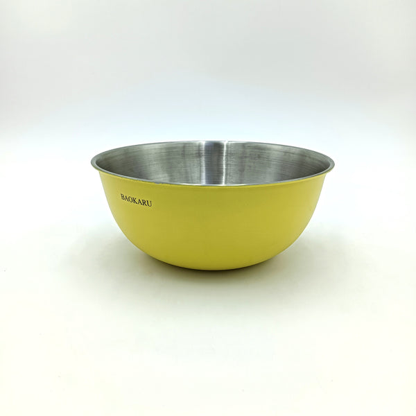 BAOKARU Mixing bowls Stainless Steel Mixing Bowl, Yellow Exterior, Non-slip Base