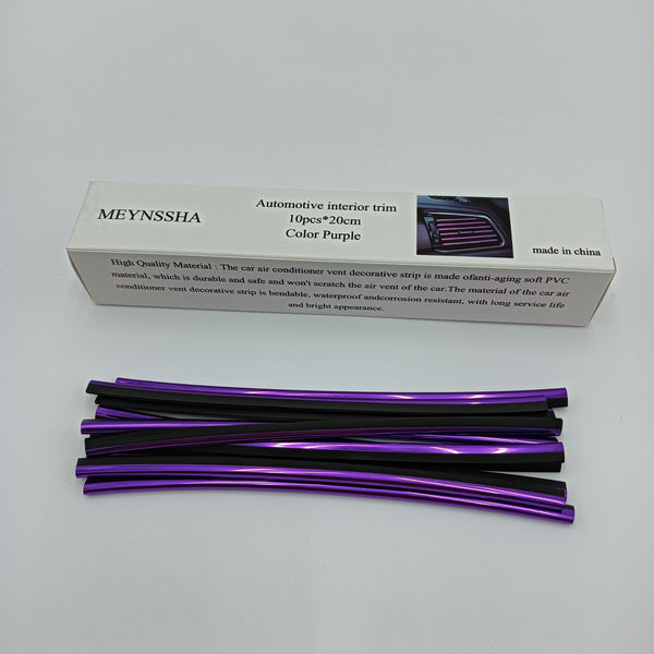 MEYNSSHA Automotive interior trim Purple PVC Interior Decorative Strips, 20cm, 10 Pieces