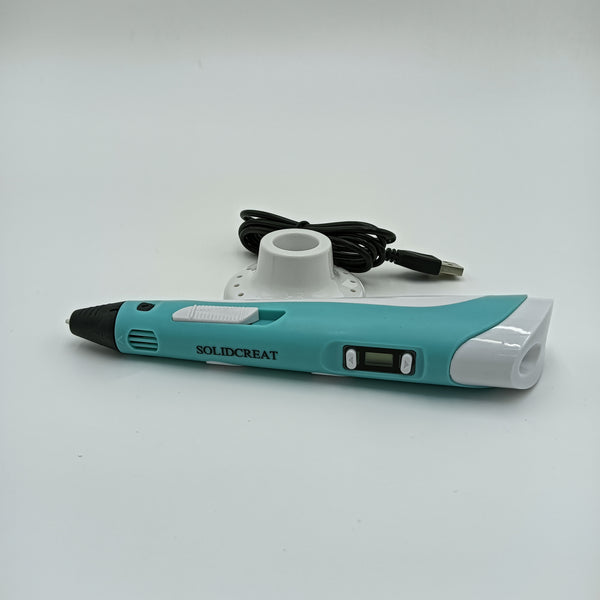 SOLIDCREAT 3D printing pens Turquoise and White 3D Printing Pen, USB-Powered Digital Display