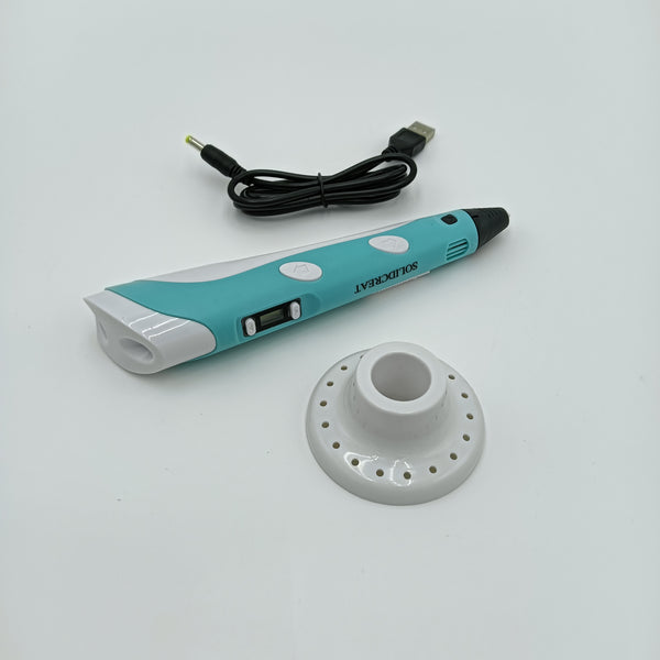 SOLIDCREAT 3D printing pens Turquoise and White 3D Printing Pen, USB-Powered Digital Display