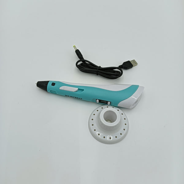 SOLIDCREAT 3D printing pens Turquoise and White 3D Printing Pen, USB-Powered Digital Display