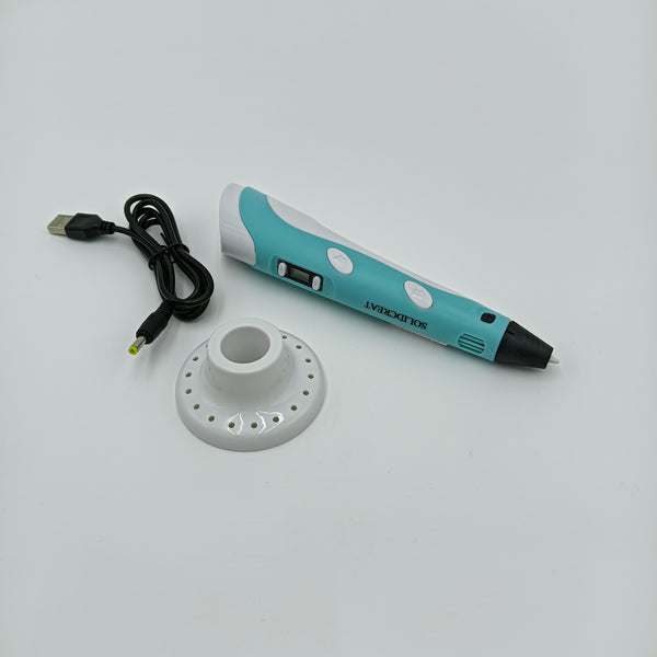 SOLIDCREAT 3D printing pens Turquoise and White 3D Printing Pen, USB-Powered Digital Display
