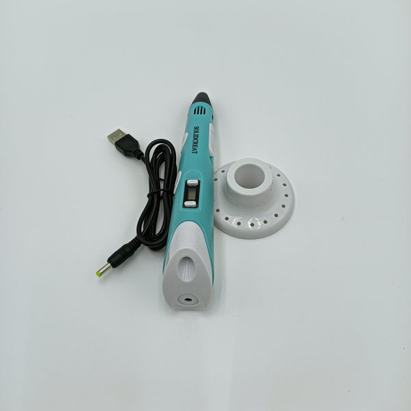 SOLIDCREAT 3D printing pens Turquoise and White 3D Printing Pen, USB-Powered Digital Display