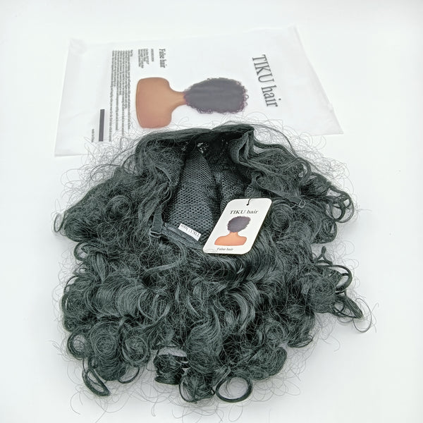 TIKU hair False hair Lightweight and Easy to Wear Synthetic Curly Hair Wig, Black