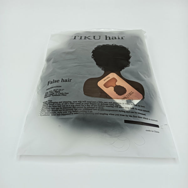 TIKU hair False hair Lightweight and Easy to Wear Synthetic Curly Hair Wig, Black
