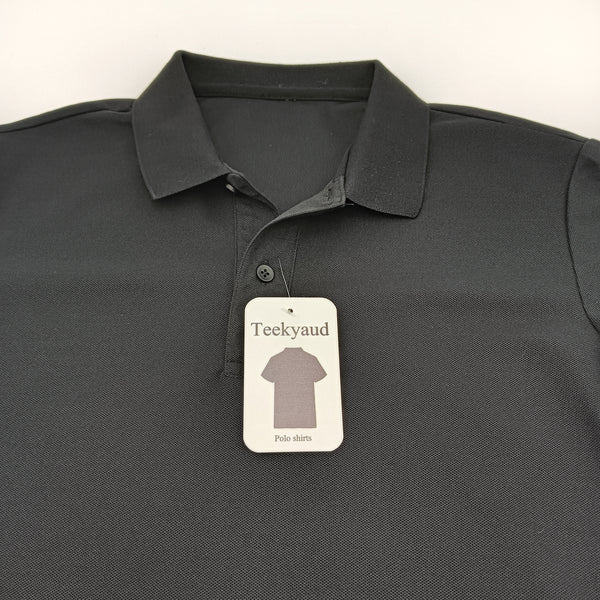 Teekyaud Polo shirts Classic Men's Casual Polo Shirt, Short Sleeve, Black