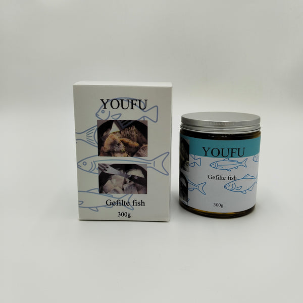 YOUFU Gefilte fish 300g Traditional Fish Balls in Glass Jar, High Protein Ready-to-Eat Delicacy