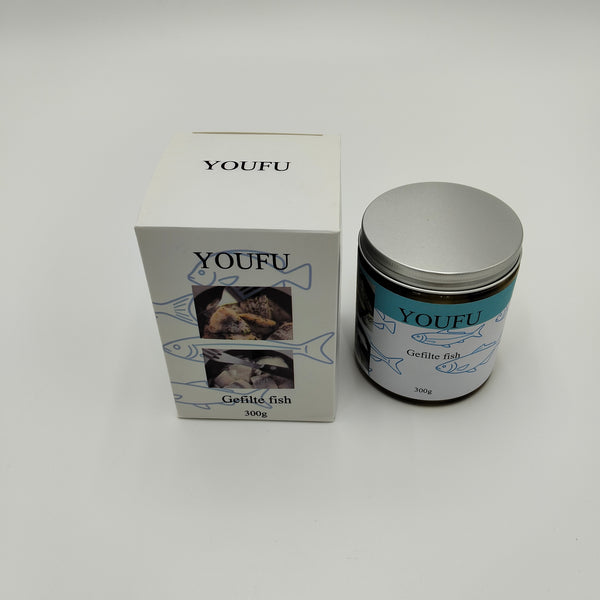 YOUFU Gefilte fish 300g Traditional Fish Balls in Glass Jar, High Protein Ready-to-Eat Delicacy
