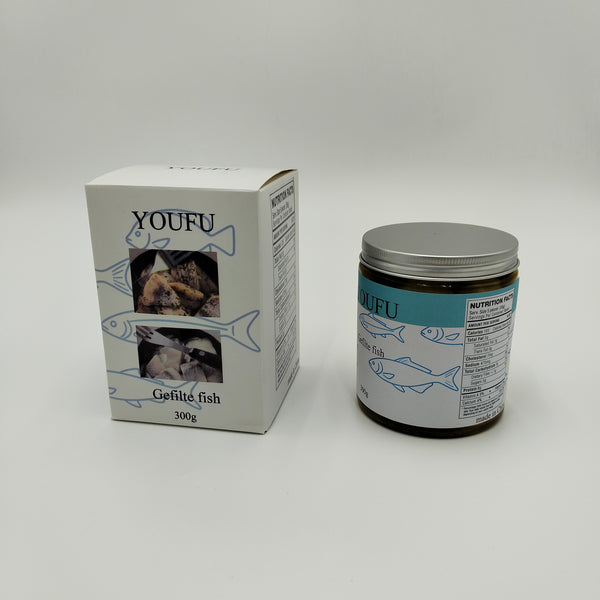 YOUFU Gefilte fish 300g Traditional Fish Balls in Glass Jar, High Protein Ready-to-Eat Delicacy