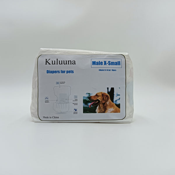 Kuluuna Diapers for pets Comfortable  Dog Diapers, X-Small (Waist 9-14 in), 10 Count