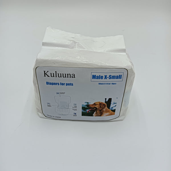 Kuluuna Diapers for pets Comfortable  Dog Diapers, X-Small (Waist 9-14 in), 10 Count