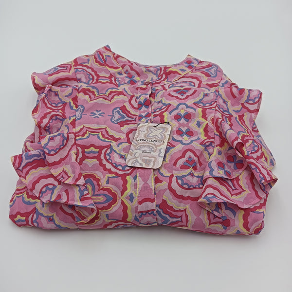 LIVING CONCEPT Dresses Women's Floral Print Polyester Dress, Pink Multi-Color Pattern, Size 2XL