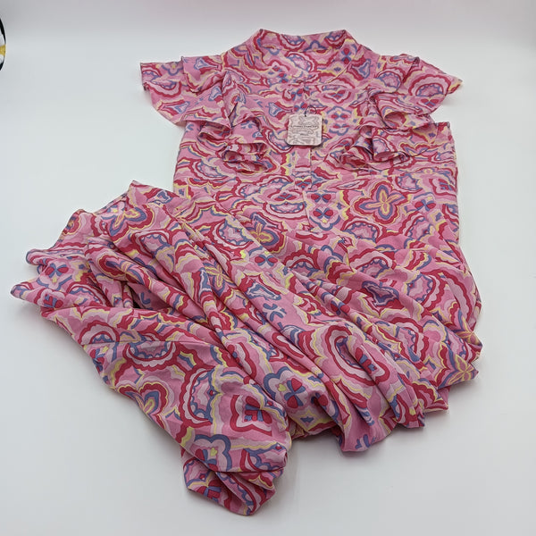 LIVING CONCEPT Dresses Women's Floral Print Polyester Dress, Pink Multi-Color Pattern, Size 2XL