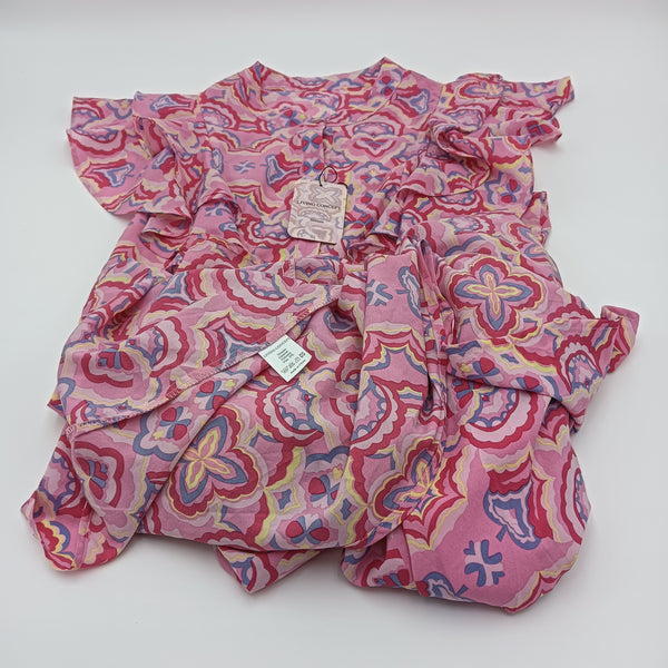 LIVING CONCEPT Dresses Women's Floral Print Polyester Dress, Pink Multi-Color Pattern, Size 2XL