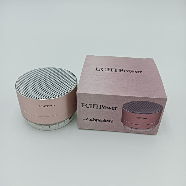 ECHTPower Loudspeakers Portable Metal Wireless Mini Speaker, Rose Gold, 7x7x4.8cm, Rechargeable