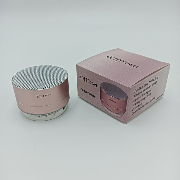 ECHTPower Loudspeakers Portable Metal Wireless Mini Speaker, Rose Gold, 7x7x4.8cm, Rechargeable
