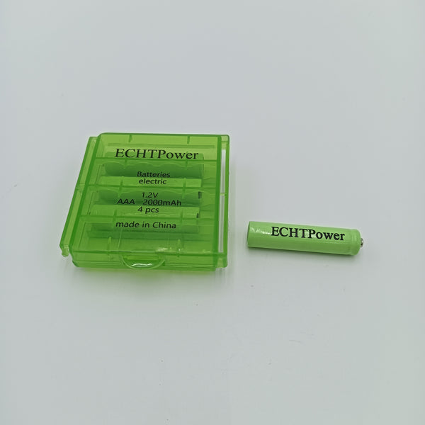 ECHTPower Batteries, electric AAA Rechargeable Batteries, 1.2V 2000mAh, 4-Pack with Storage Case, Green