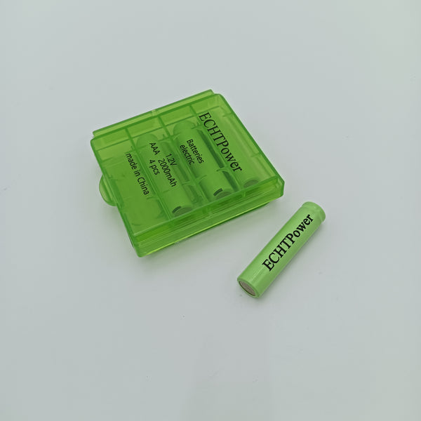 ECHTPower Batteries, electric AAA Rechargeable Batteries, 1.2V 2000mAh, 4-Pack with Storage Case, Green