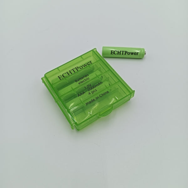 ECHTPower Batteries, electric AAA Rechargeable Batteries, 1.2V 2000mAh, 4-Pack with Storage Case, Green