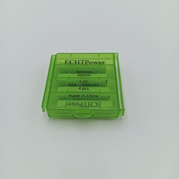 ECHTPower Batteries, electric AAA Rechargeable Batteries, 1.2V 2000mAh, 4-Pack with Storage Case, Green