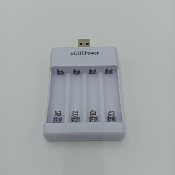 ECHTPower Chargers for electric batteries USB Battery Charger, 4-Slot Independent Charging Station for AA AAA Batteries