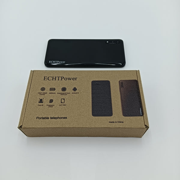 ECHTPower Portable telephones Portable Mobile Phone with Face ID, Fingerprint Unlock, 6.8 Inch HD+ Display, Black