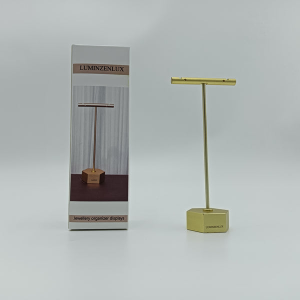 LUMINZENLUX Jewellery organizer displays T-Shape Metal Jewelry Display Stand, 11.5cm Height