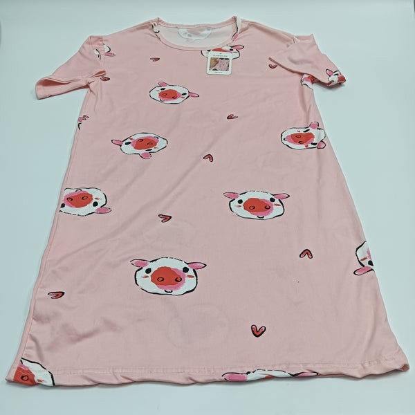 ELOWENLINE Night gowns Comfortable Cute Animal Print Nightgown for Women, Pink Polyester