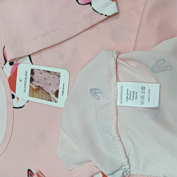 ELOWENLINE Night gowns Comfortable Cute Animal Print Nightgown for Women, Pink Polyester